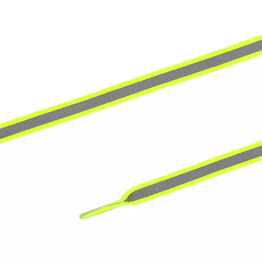 Шнурки для обуви светоотражающие, плоские, 8мм х 120см, желтые с серебристым - №1
