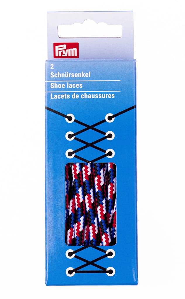 Шнурки для обуви, круглые, 5мм х 120см, синий, красный, белый