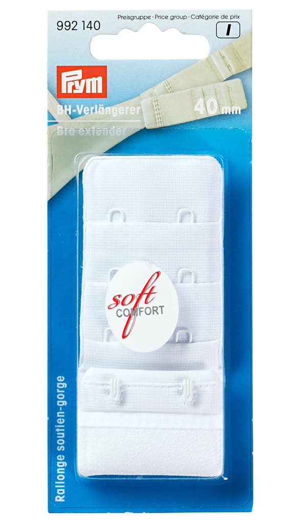 Удлинитель застежки бюстгальтера 40мм (белый) 3х2 крючка