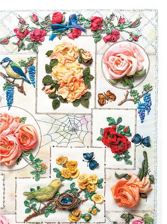 Ди ван Никерк Розы из шелковых лент и органзы. Объемная вышивка - №3