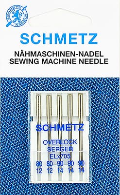 Иглы универсальные для коверлоков и плоскошовных машин №80-90 Schmetz ELx705 5 шт