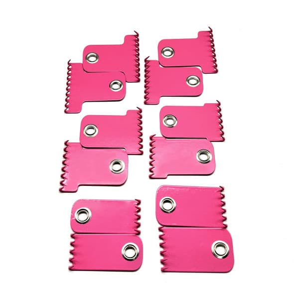 Набор оттяжных гребенок (4 кл) 6 пар 5-6-7-8-9-10 зубцов (металл, розовые с люверсом) LK150/SK860