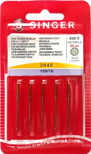 Иглы для эластичных материалов №100 Singer 2045 845R 130/705H-S 5шт