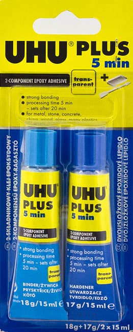 Клей эпоксидный двухкомпонентный UHU Plus Schnellfest для металла, стекла, камня 2х15 мл
