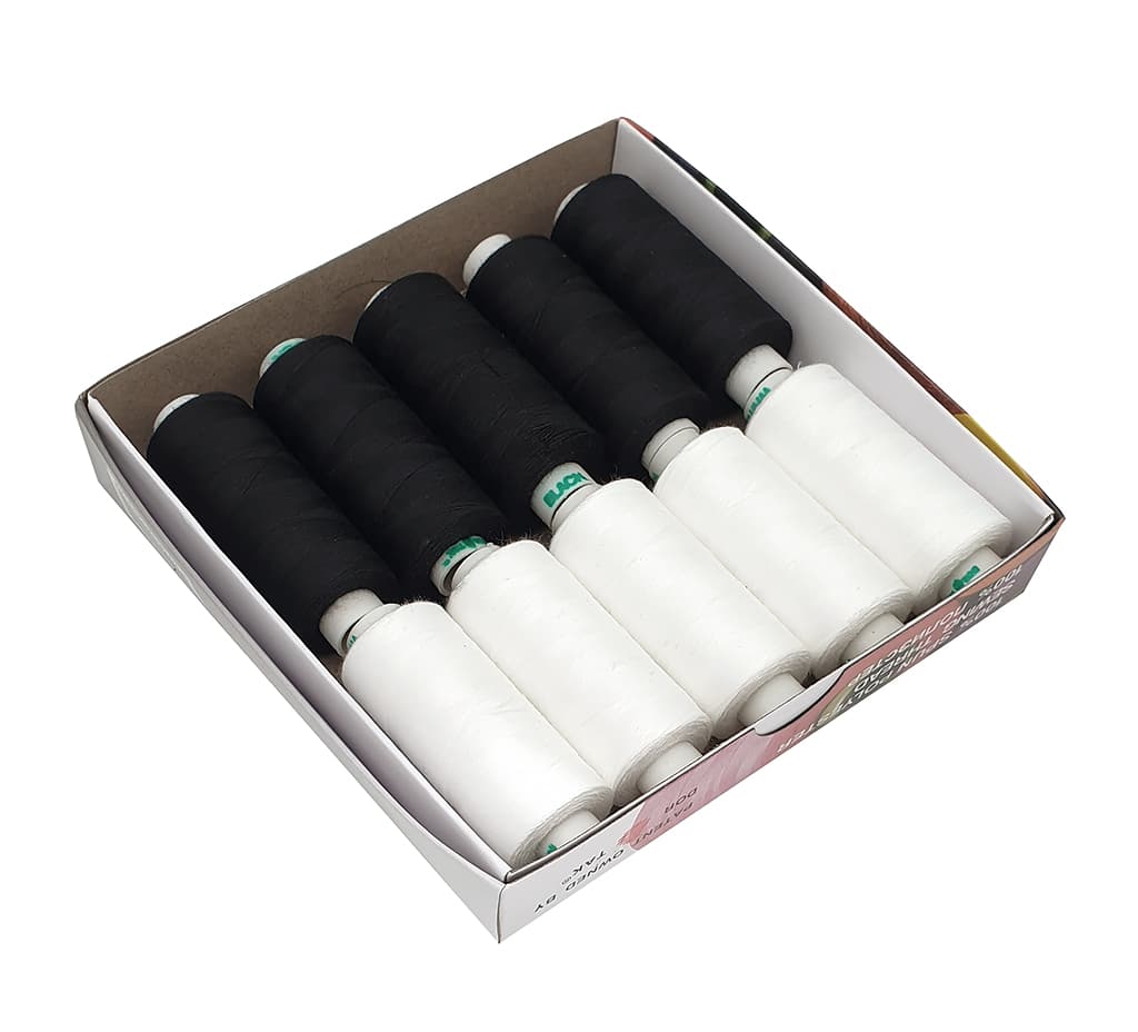 Набор ниток Dor Tak №40/2 10 катушек по 365м (5 белых и 5 черных)