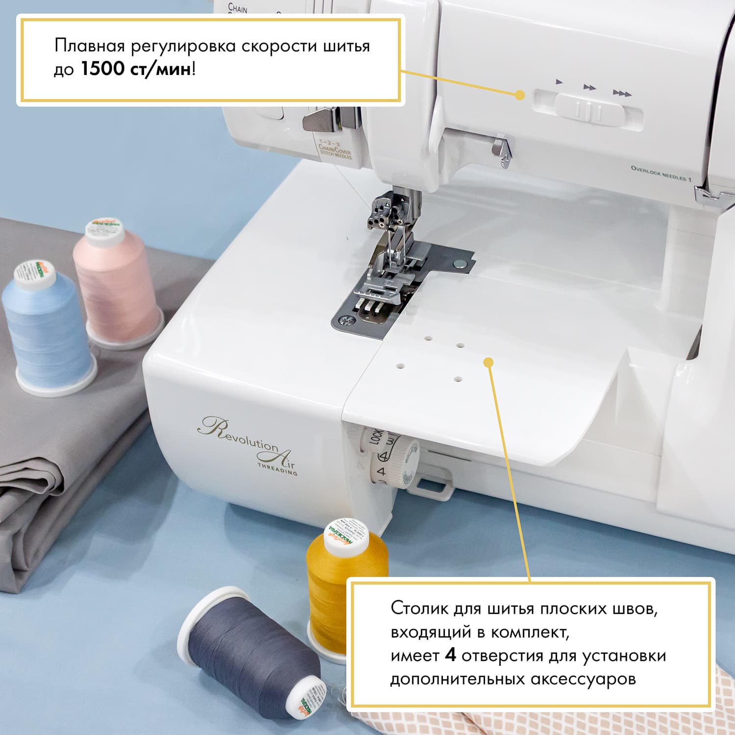 8-ми (4, 3, 2-x) - ниточный оверлок + 3-х игольная 4-х ниточная плоскошовная машина (коверлок) BabyLock Gloria BLETS8 - №16