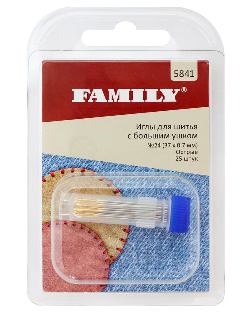 Иглы для шитья с большим ушком №24 (37 х 0,7 мм), 25 шт
