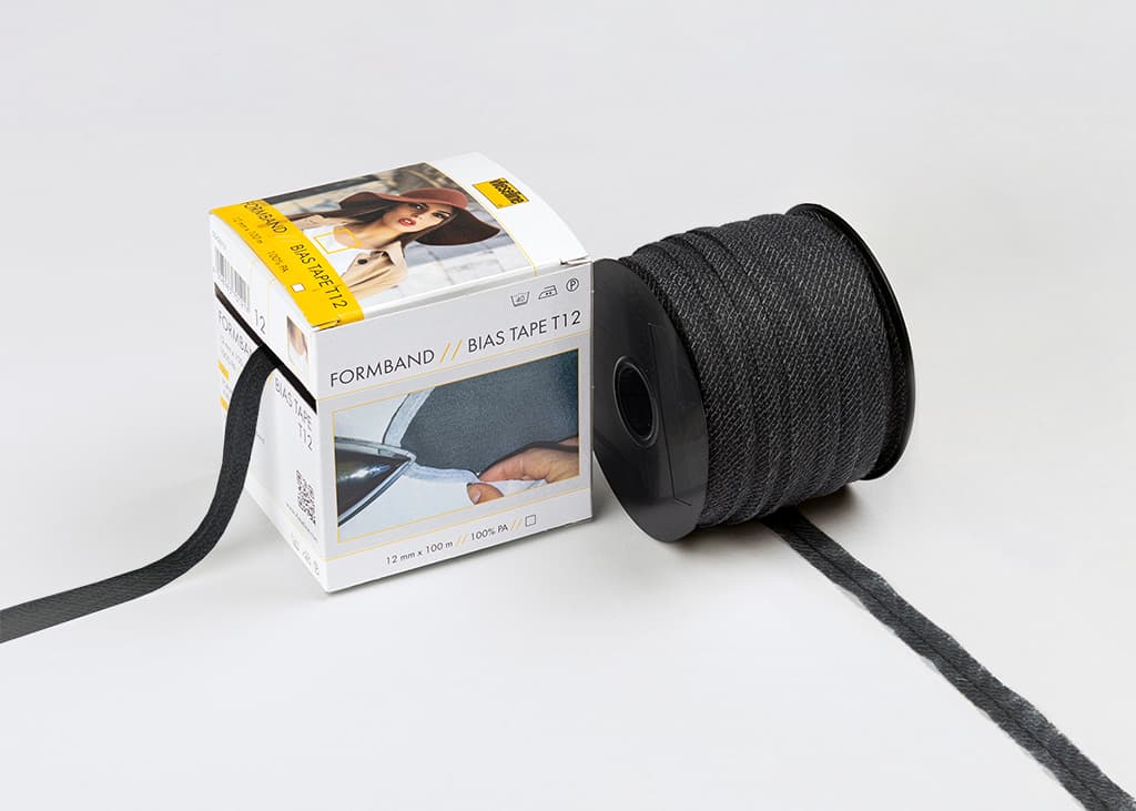 Лента клеевая с прострочкой Formband Клеевая лента для округлых срезов, графитовый