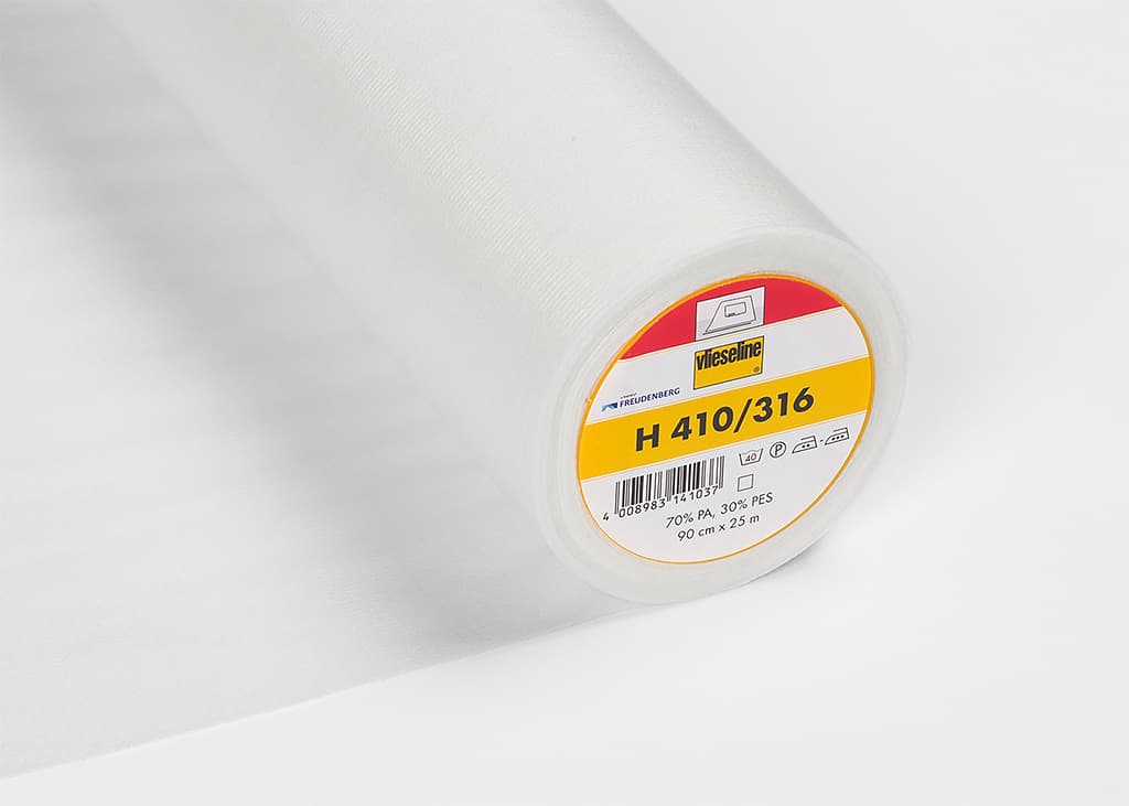 Мягкая клеевая прокладка со швами по длине Vlieseline H410 Флизелин легкий со стабилизирующими швами, белый