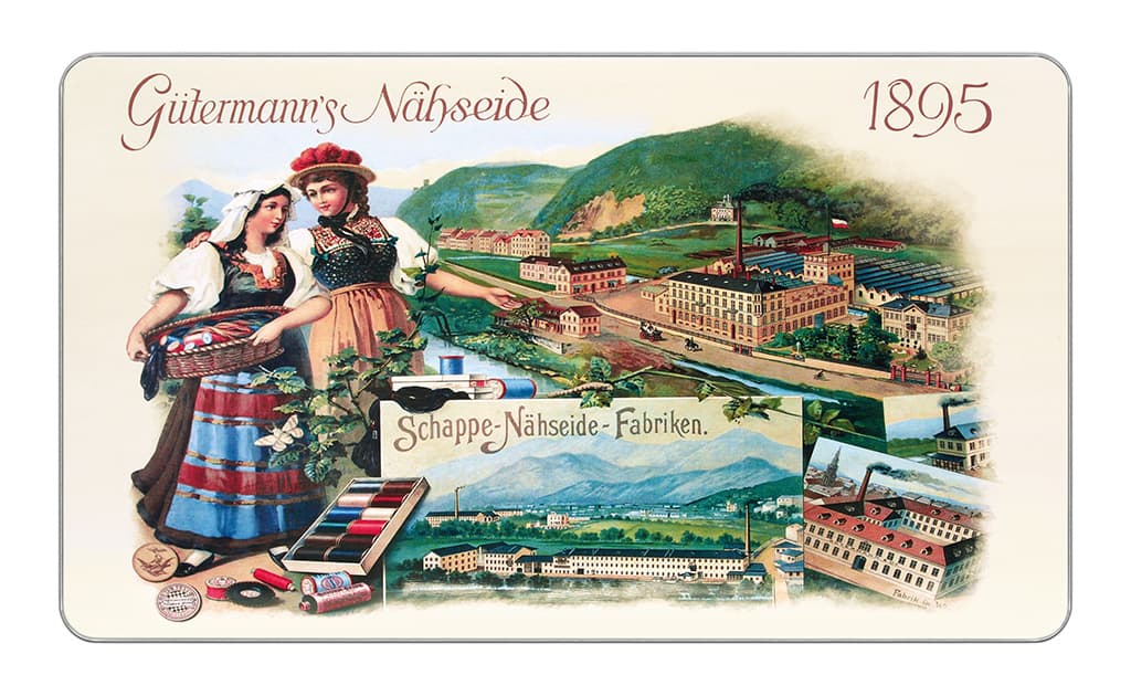 Универсальные нитки. 100% полиэстер Набор ниток Gütermann Sew All 48 катушек по 100м, серия Nostalgic в жестяной коробке - №1