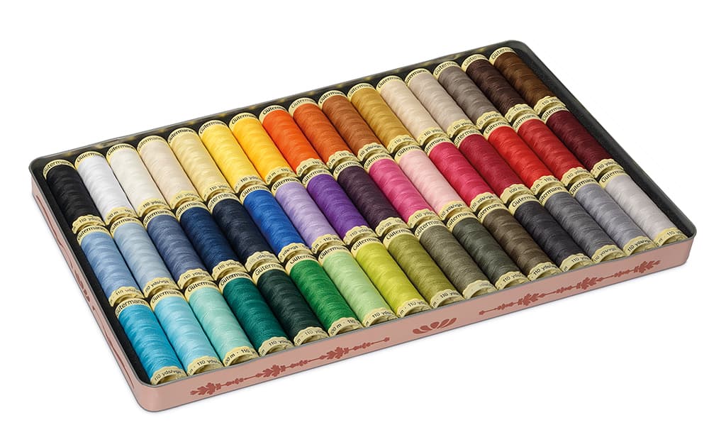 Универсальные нитки. 100% полиэстер Набор ниток Gütermann Sew All 48 катушек по 100м, серия Nostalgic в жестяной коробке - №2