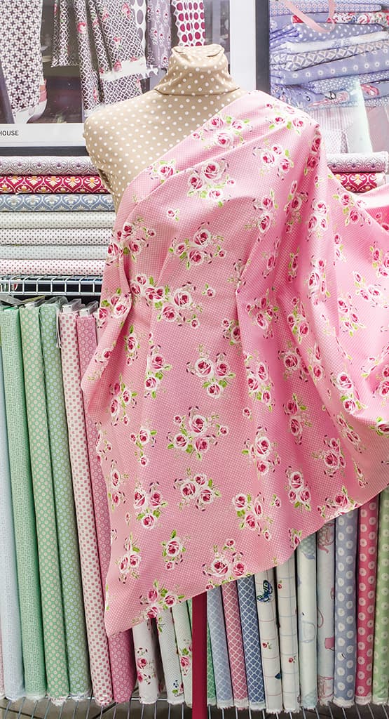 Ткань Gütermann Summer Loft (розы на розовом/белый мелкий горох) - №2