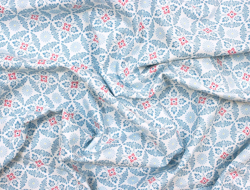 Ткань Gütermann Summer Loft (голубой круглый орнамент на белом) - №1