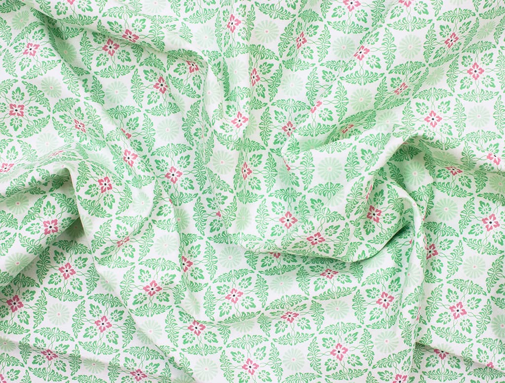 Ткань Gütermann Summer Loft (мятный круглый орнамент на белом) - №1