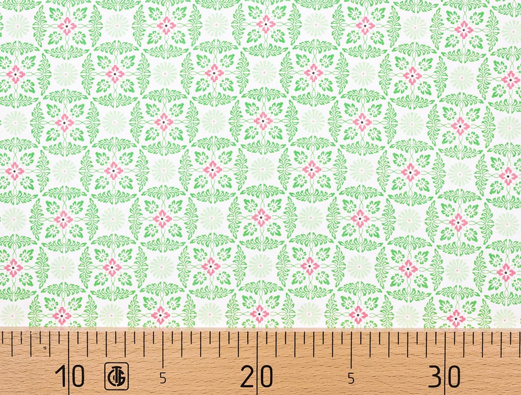 Ткань Gütermann Summer Loft (мятный круглый орнамент на белом)