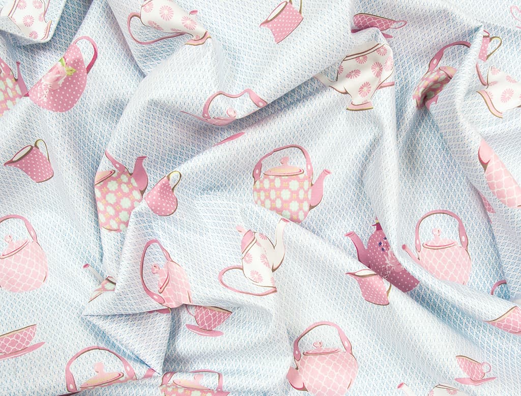 Ткань Gütermann Summer Loft (розовый чайный сервиз на светло-голубом) - №1