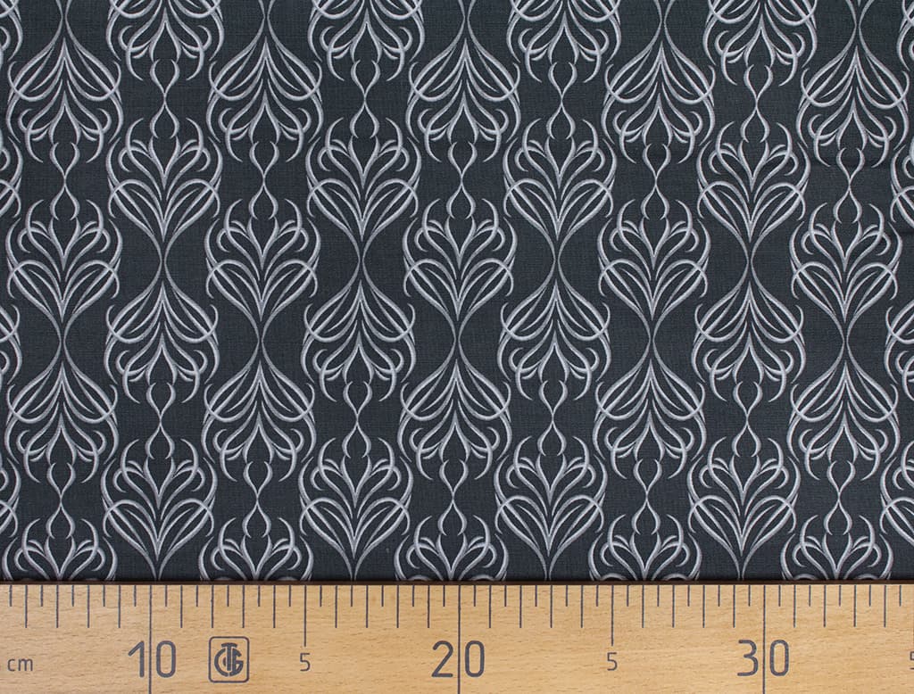 Ткань Gütermann Good Vibes (вензеля на темно-сером)