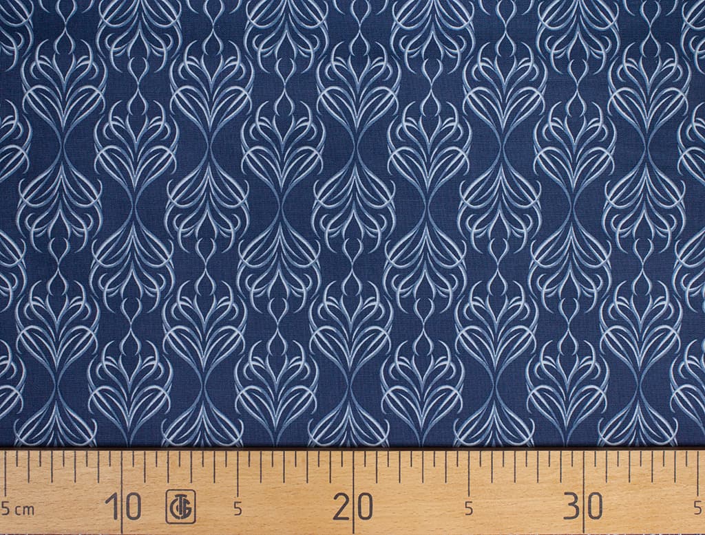 Ткань Gütermann Good Vibes (вензеля на темно-синем)