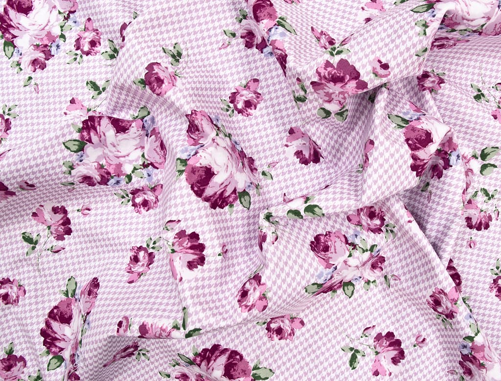 Ткань Gütermann Notting Hill (розовая "гусиная лапка"/цветы) - №1