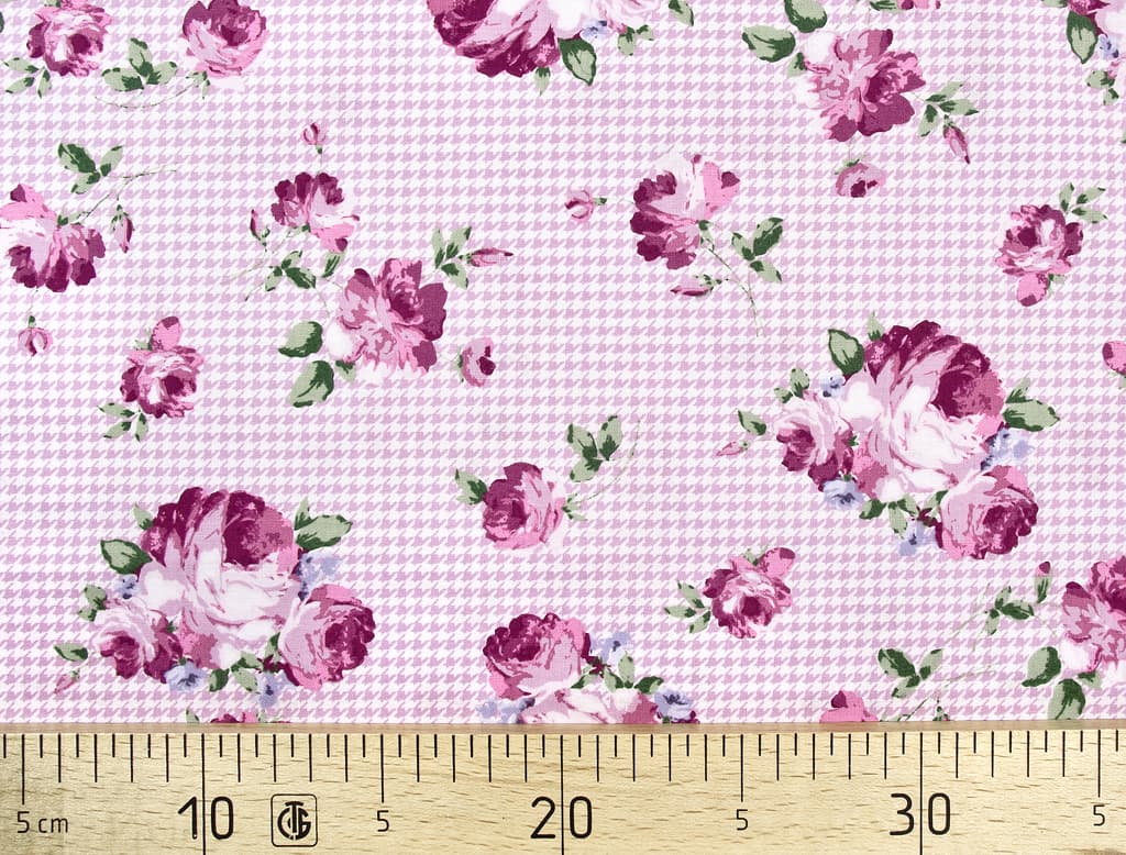 Ткань Gütermann Notting Hill (розовая "гусиная лапка"/цветы)