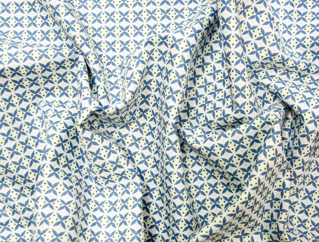 Ткань Gütermann Fenton House (голубой в белые ромбики) - №1