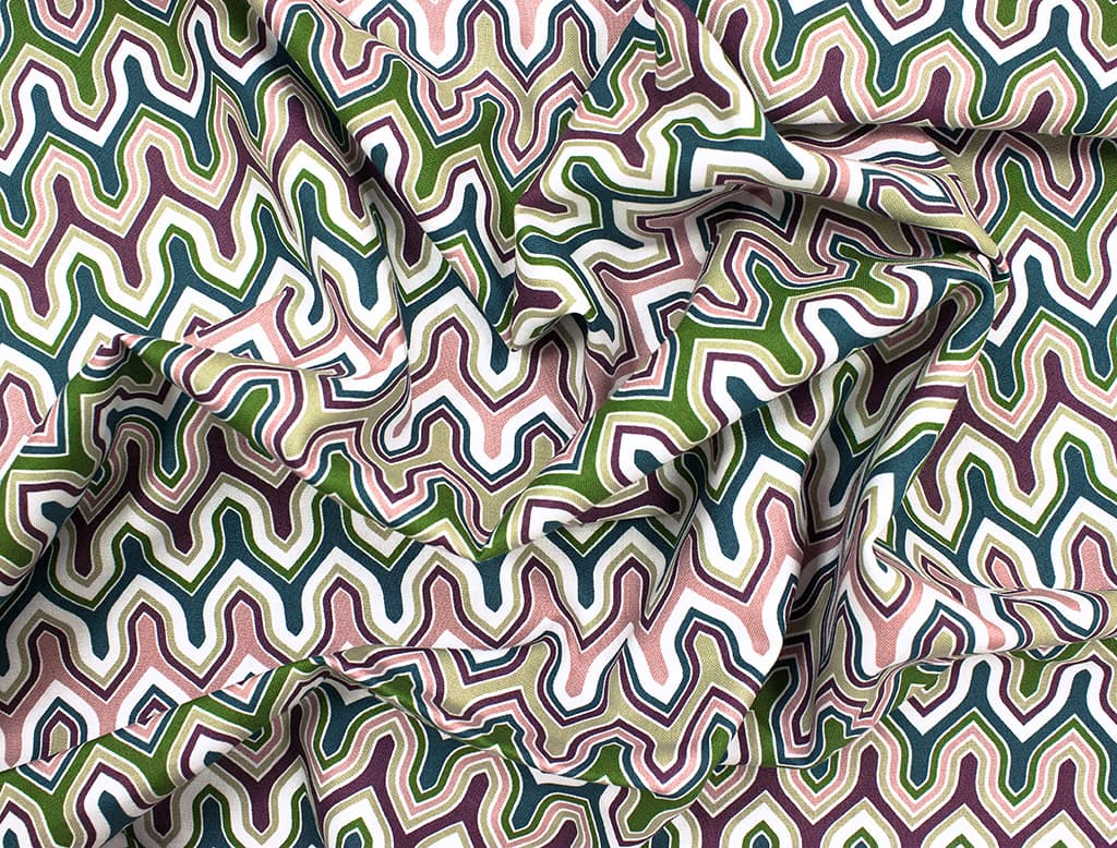 Ткань Gütermann Marrakesch (зиг-заг зеленый с розовым) - №1