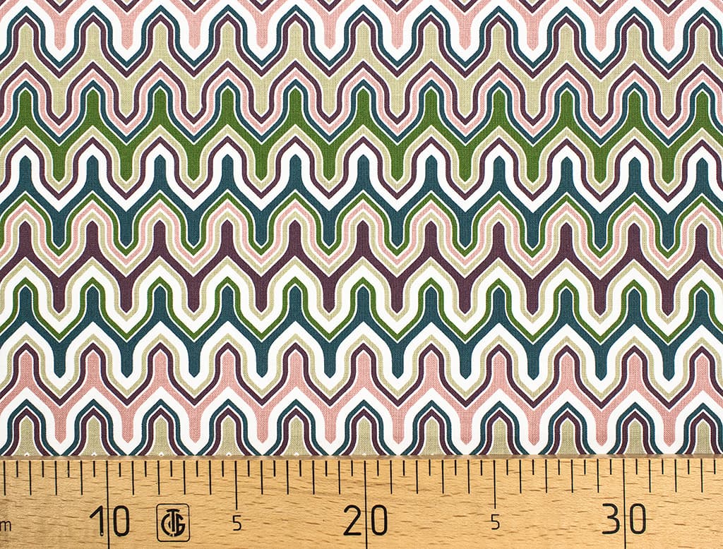 Ткань Gütermann Marrakesch (зиг-заг зеленый с розовым)