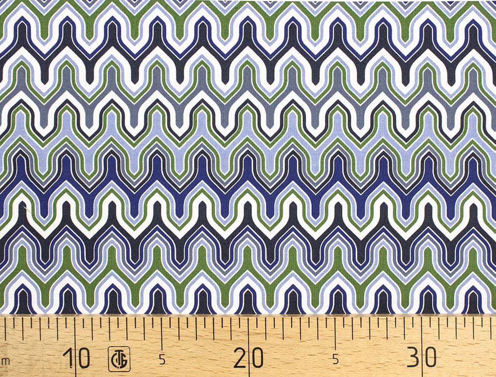 Ткань Gütermann Marrakesch (зиг-заг синий с зеленым)