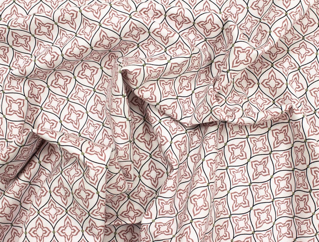 Ткань Gütermann Marrakesch (дымчато-розовый восточный ромбовидный узор на белом) - №1