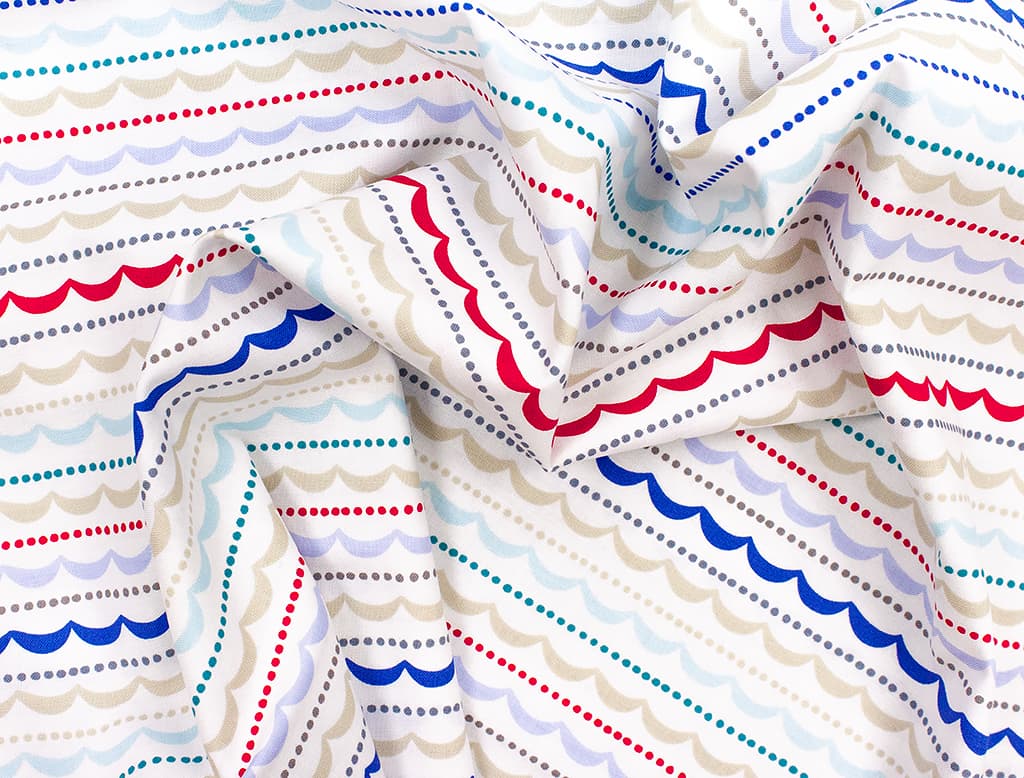 Ткань Gütermann Circus (голубой/разноцветные гирлянды на белом) - №1