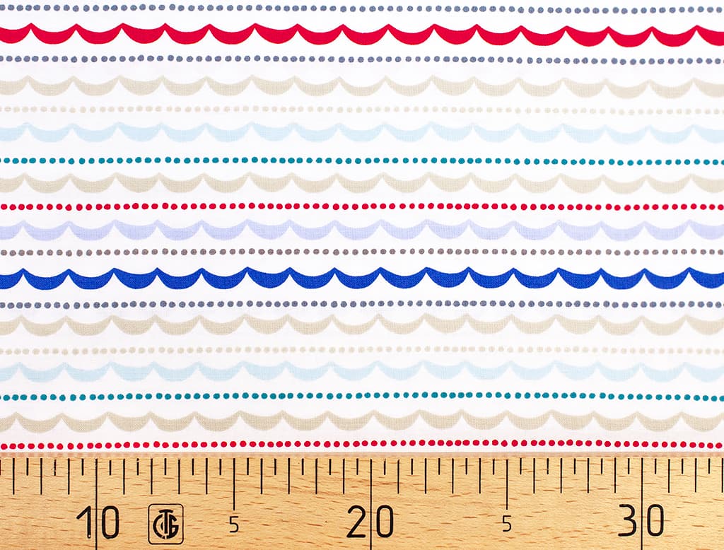 Ткань Gütermann Circus (голубой/разноцветные гирлянды на белом)