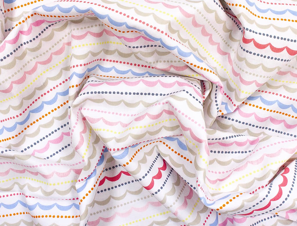 Ткань Gütermann Circus (розовый/разноцветные гирлянды на белом) - №1