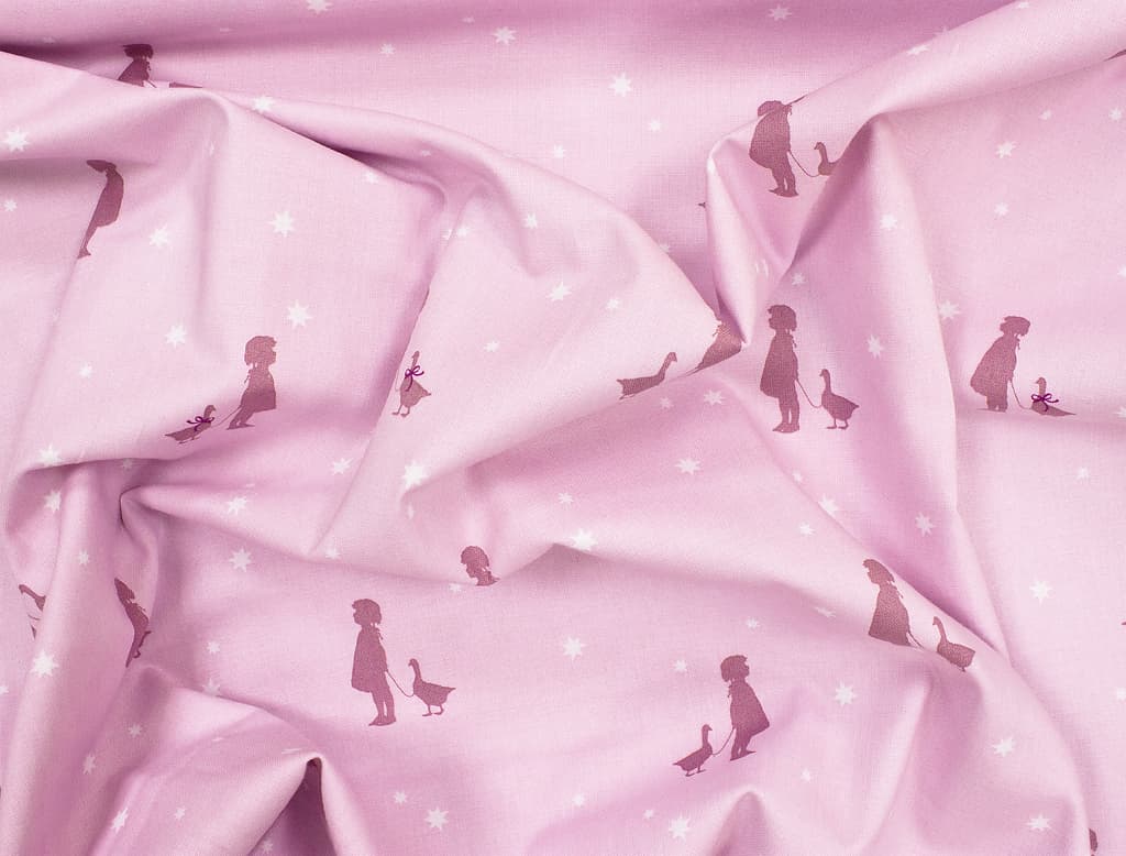 Ткань Gütermann Little Friends (розовый/девочка с гусем) - №1