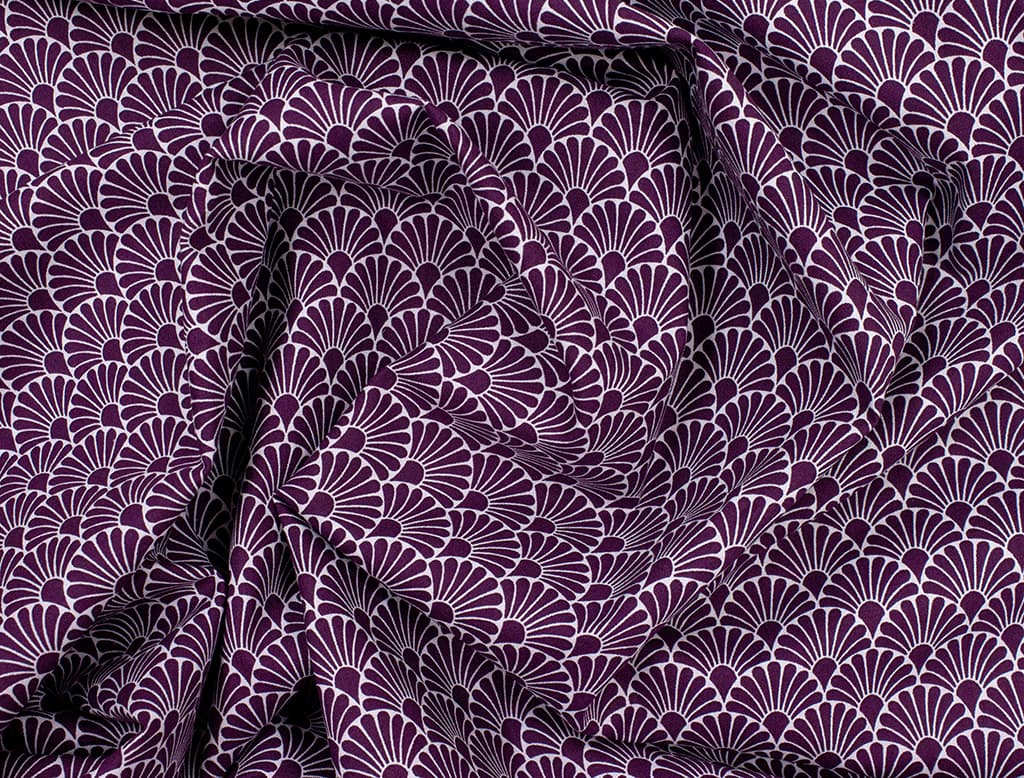 Ткань Gütermann Blooms (белый кружевной узор на баклажановом) - №1