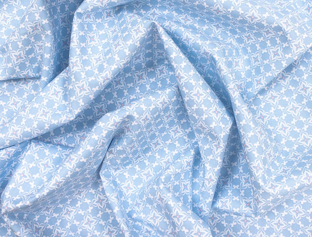 Ткань Gütermann Blooms (белый ромбовидный узор на голубом) - №1