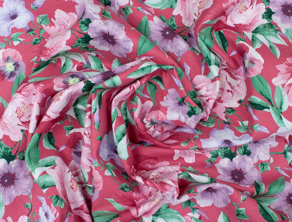 Ткань Gütermann Cosy Mood (цветы на красном) - №1