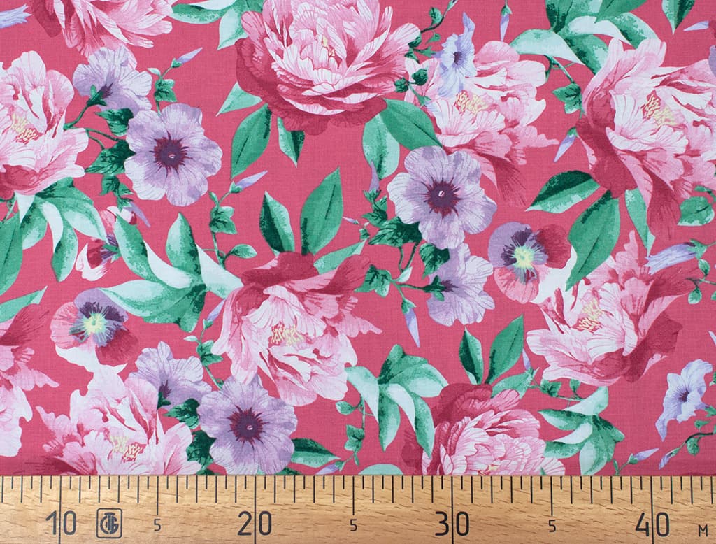 Ткань Gütermann Cosy Mood (цветы на красном)