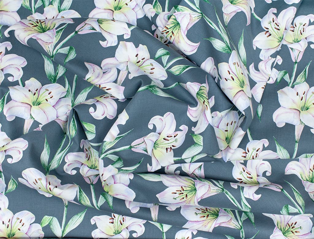 Ткань Gütermann Elegant Spirit (лилии на сером) - №1