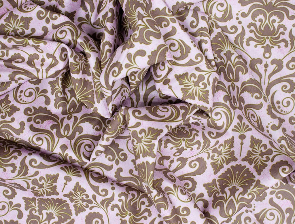 Ткань Gütermann Light Breeze (узор с вензелями на бледно-розовом) - №1