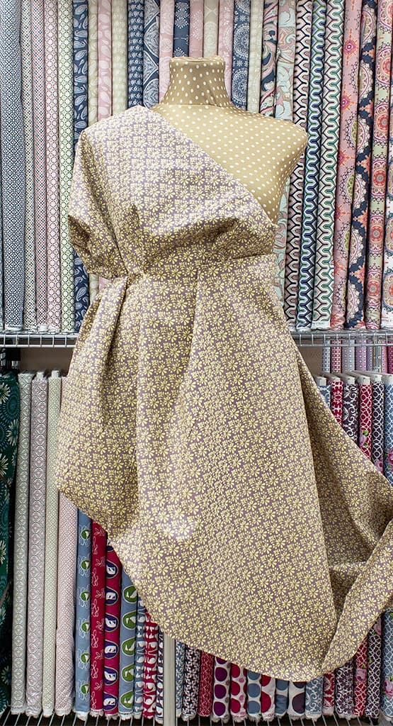 Ткань Gütermann Light Breeze (желтый орнамент на серо-сиреневом) - №2