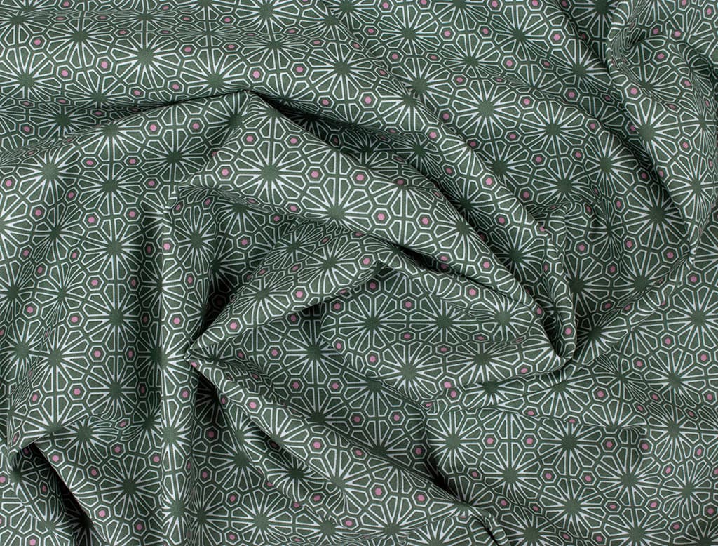 Ткань Gütermann Natural Beauty (геометрический узор на оливковом) - №1