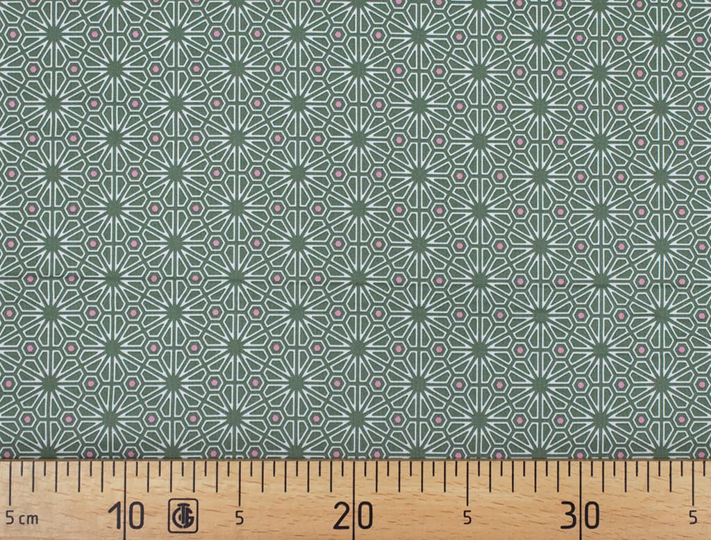Ткань Gütermann Natural Beauty (геометрический узор на оливковом)