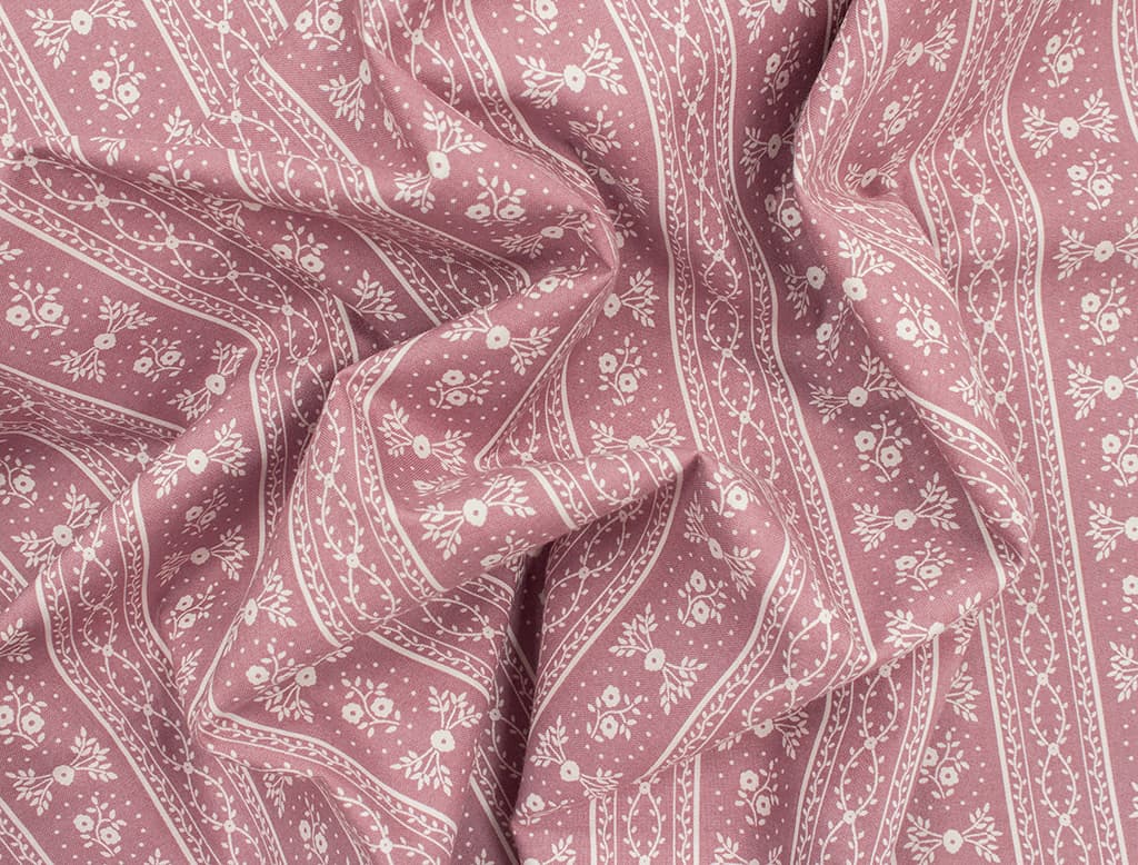 Ткань Gütermann Pemberley (темно-розовый/полоски с цветочным орнаментом) - №1