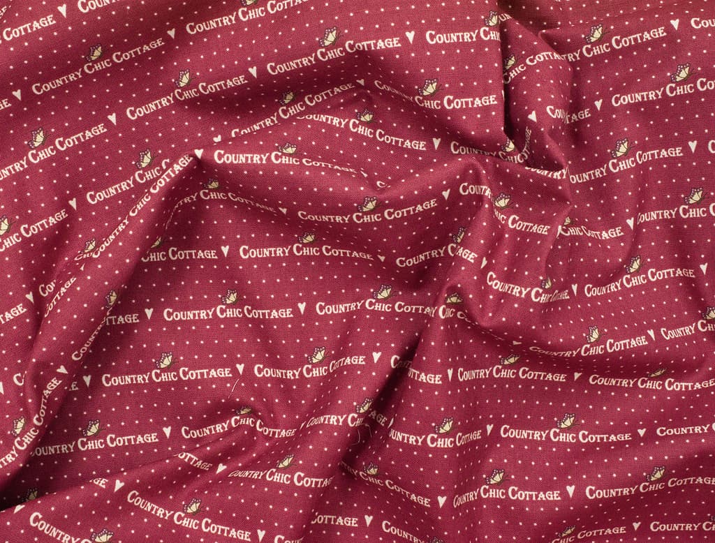 Ткань Gütermann Country Chic Cottage (красный с текстом) - №1