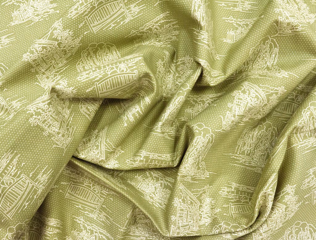 Ткань Gütermann Lizzy's Garden (очертания на оливковом) - №1