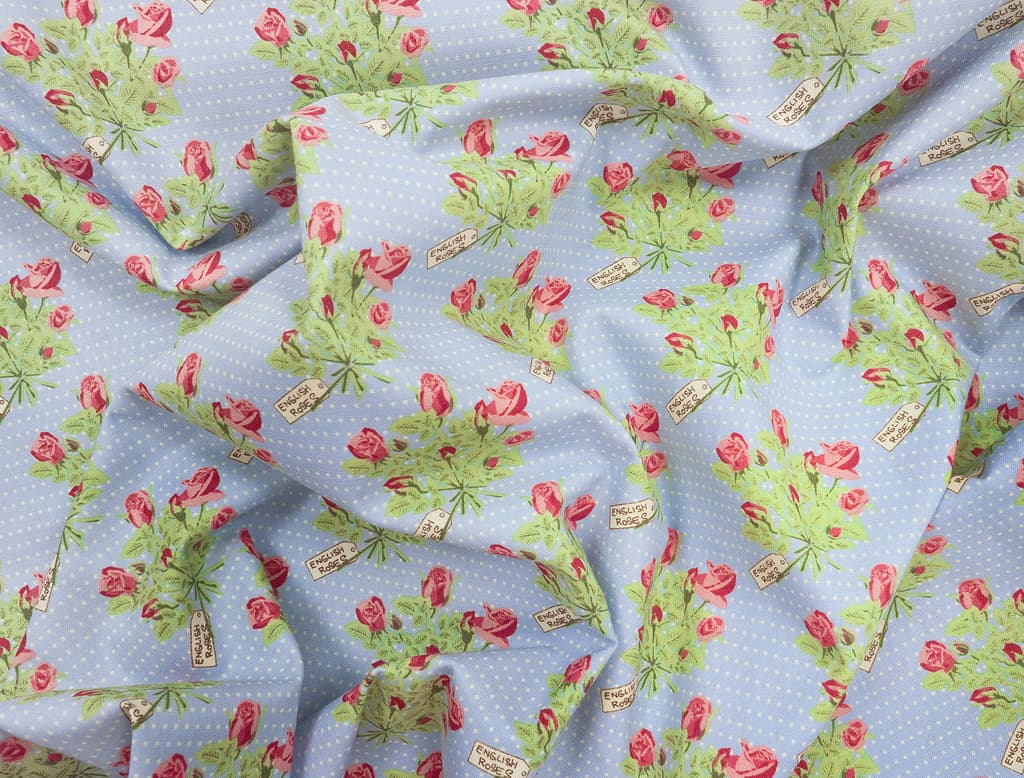 Ткань Gütermann Lizzy's Garden (букеты роз на голубом) - №1