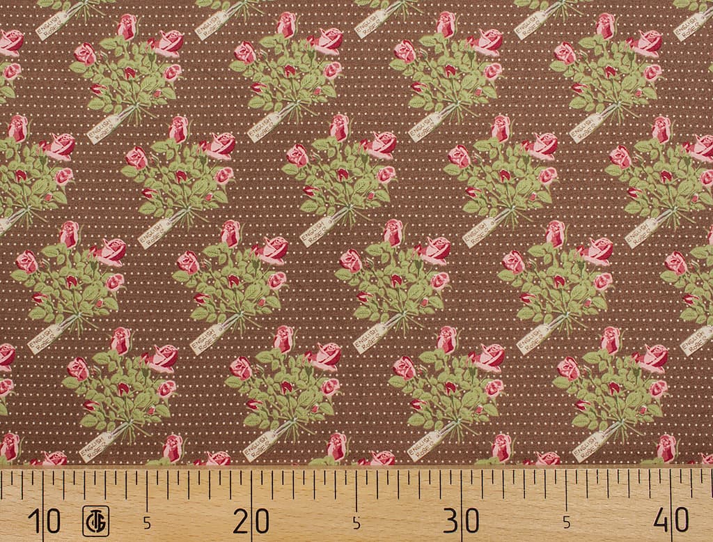 Ткань Gütermann Lizzy's Garden (букеты роз на коричневом)