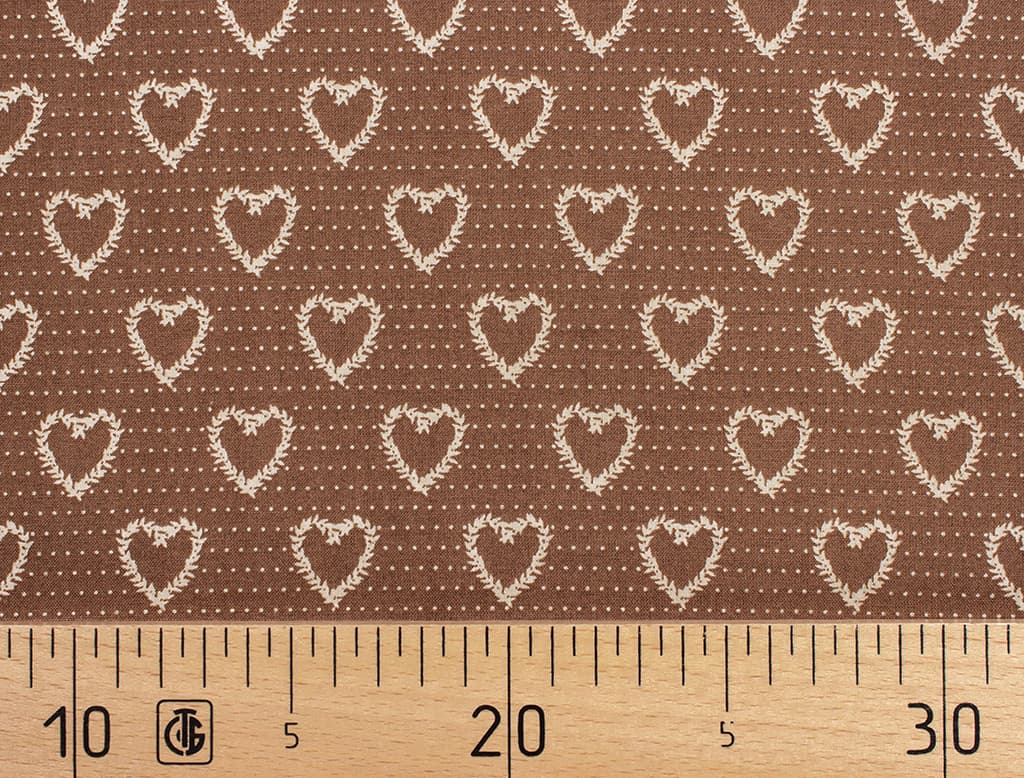 Ткань Gütermann Lizzy's Garden (сердечки на коричневом)