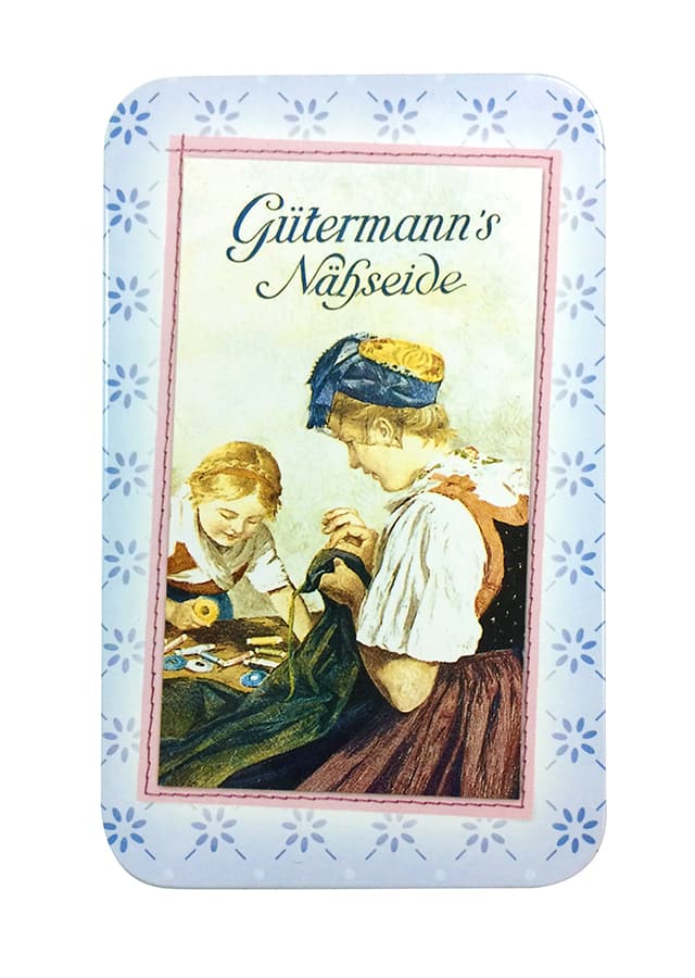 Металлическая коробка Gütermann, серия Nostalgic, голубая, 14х8,7х5,5см - №1