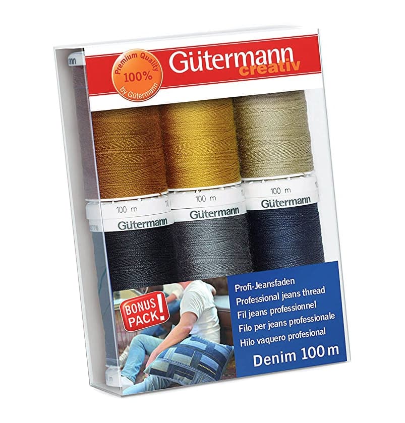 Суперпрочные нитки для джинсы. 100% полиэстер Набор ниток Gütermann Denim 6 катушек по 100м